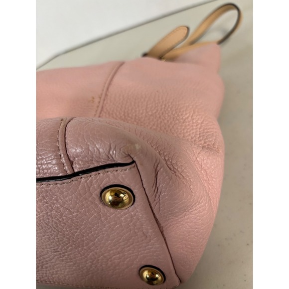 Michael Kors Pink Leather Tote Bag Gold Tone Hardware Double Handles